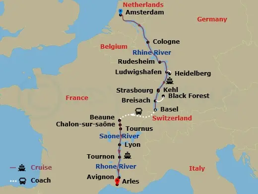 Itinerary schematic diagram
