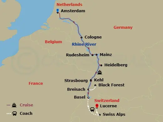Itinerary schematic diagram