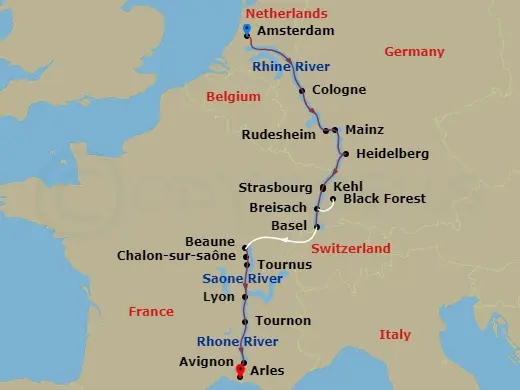 Itinerary schematic diagram