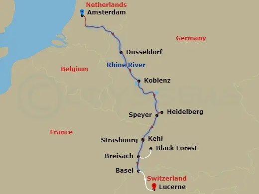 Itinerary schematic diagram