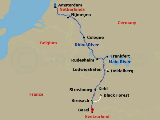 Itinerary schematic diagram
