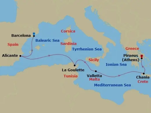 Itinerary schematic diagram