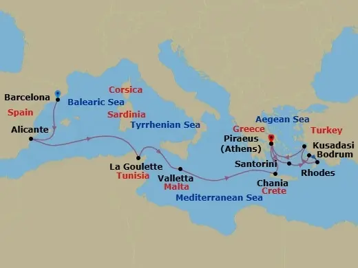 Itinerary schematic diagram