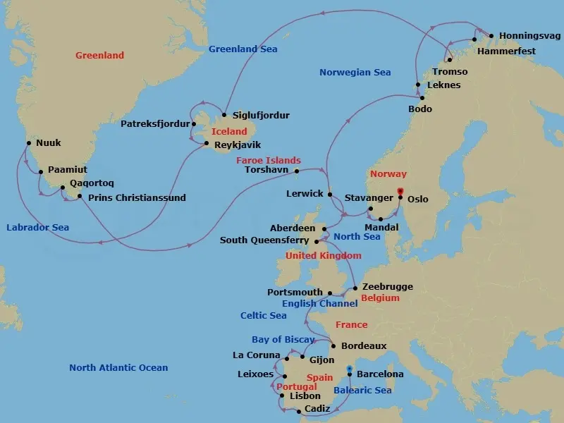 Itinerary schematic diagram