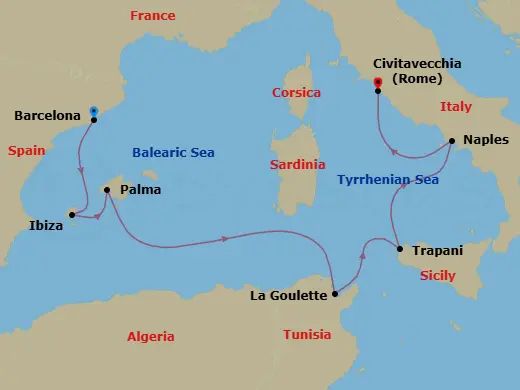 Itinerary schematic diagram