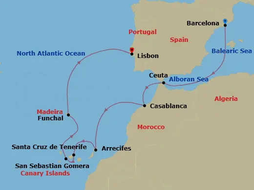 Itinerary schematic diagram