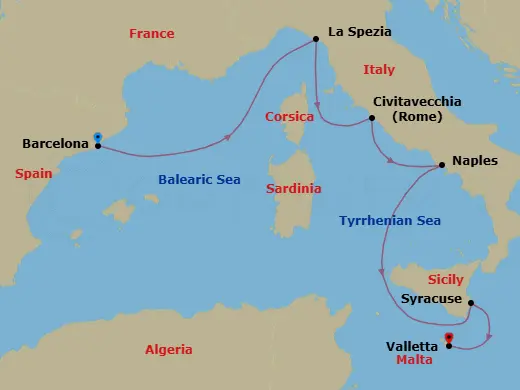 Itinerary schematic diagram