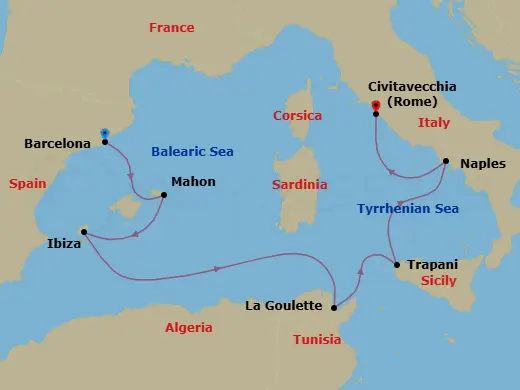 Itinerary schematic diagram