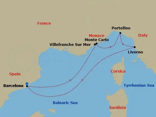 Itinerary schematic diagram