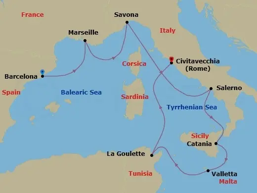 Itinerary schematic diagram