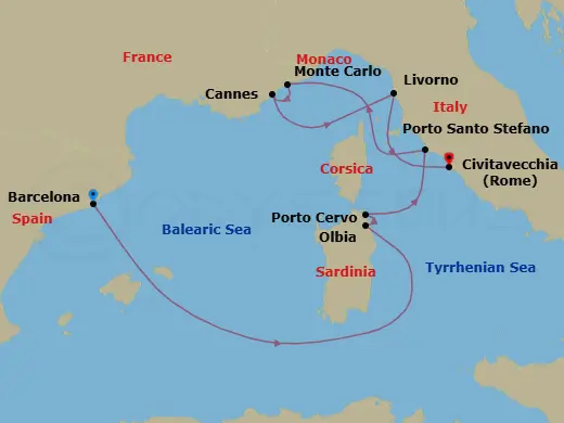 Itinerary schematic diagram
