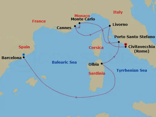 Itinerary schematic diagram