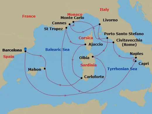 Itinerary schematic diagram