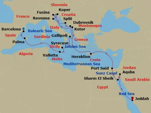 Itinerary schematic diagram