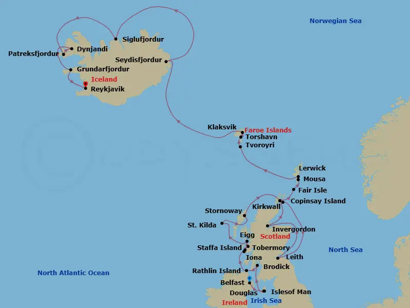 Itinerary schematic diagram