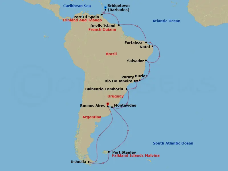 Itinerary schematic diagram