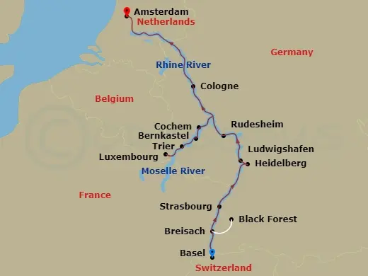 Itinerary schematic diagram
