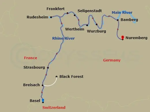 Itinerary schematic diagram