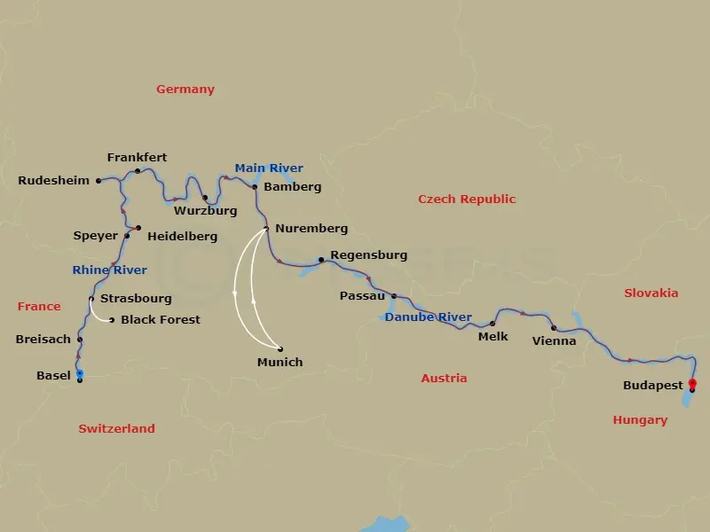 Itinerary schematic diagram