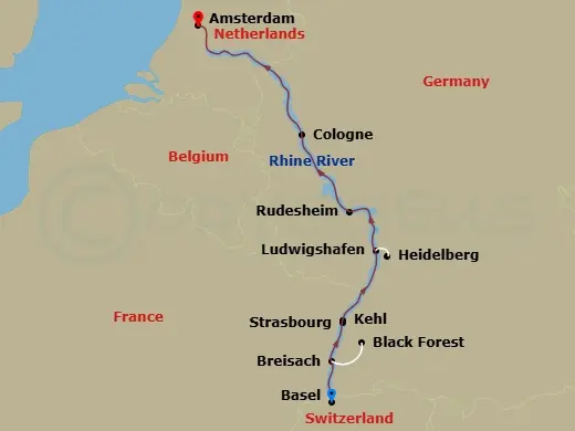 Itinerary schematic diagram