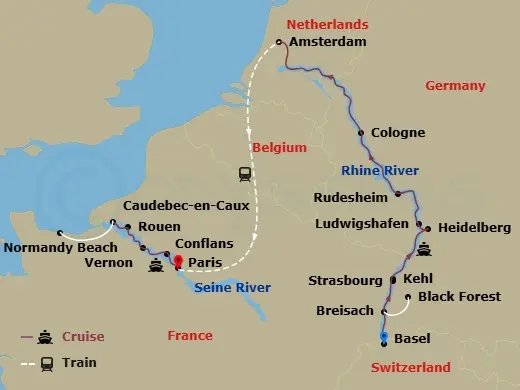 Itinerary schematic diagram