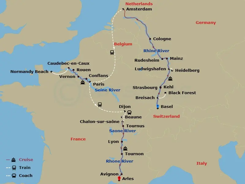 Itinerary schematic diagram