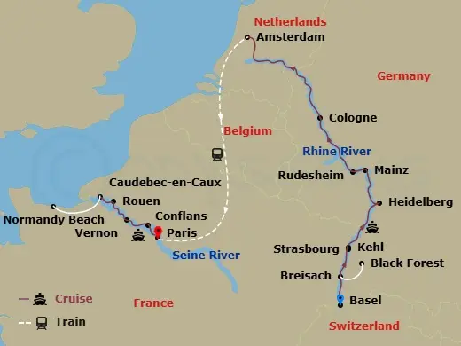 Itinerary schematic diagram