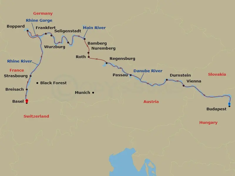 Itinerary schematic diagram