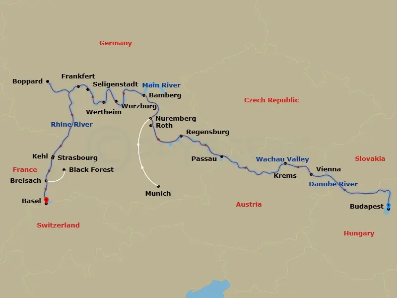 Itinerary schematic diagram