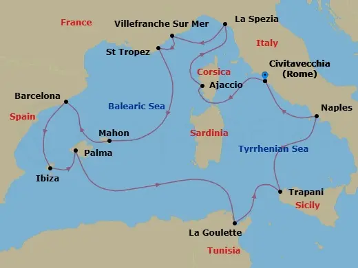 Itinerary schematic diagram