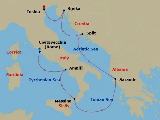 Itinerary schematic diagram