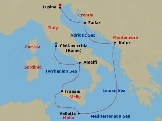 Itinerary schematic diagram