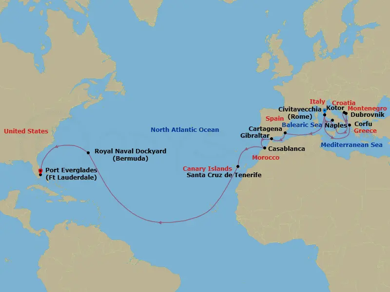 Itinerary schematic diagram