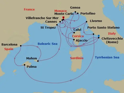 Itinerary schematic diagram