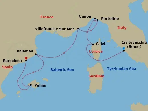 Itinerary schematic diagram