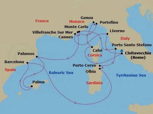 Itinerary schematic diagram