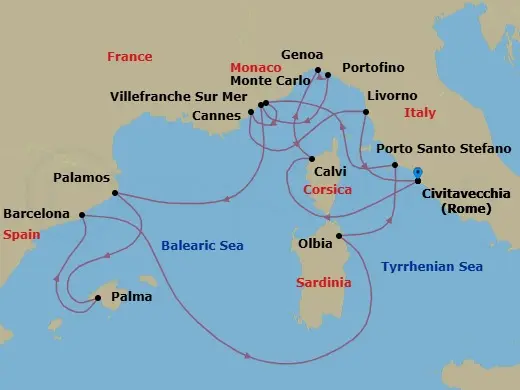 Itinerary schematic diagram