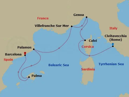 Itinerary schematic diagram