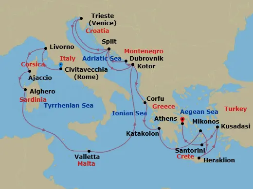 Itinerary schematic diagram