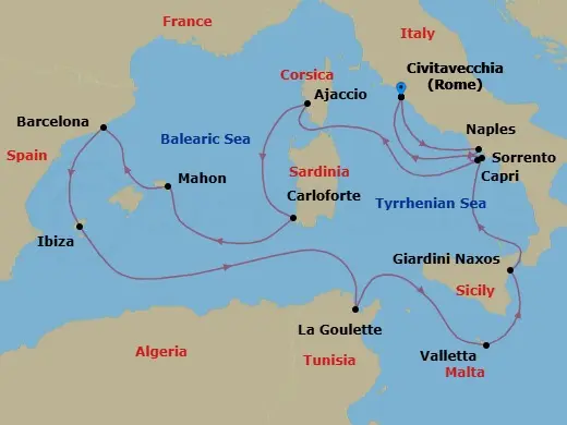 Itinerary schematic diagram
