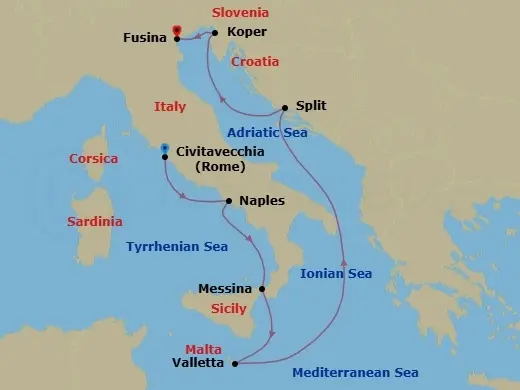 Itinerary schematic diagram
