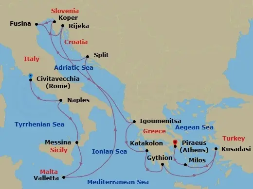 Itinerary schematic diagram