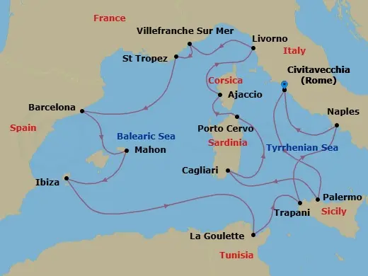 Itinerary schematic diagram