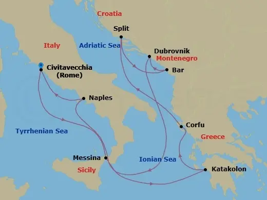 Itinerary schematic diagram