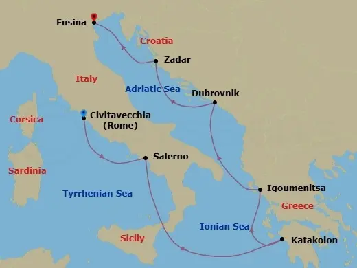 Itinerary schematic diagram