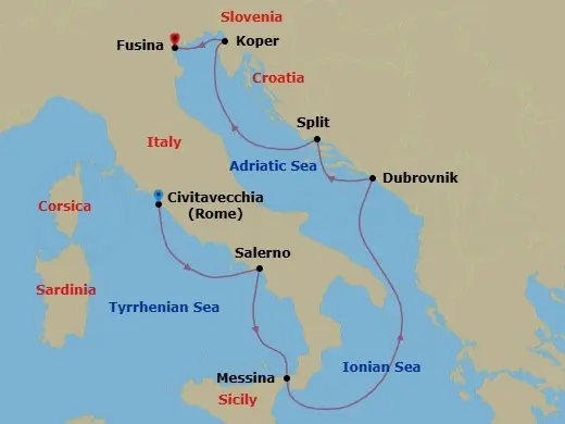 Itinerary schematic diagram