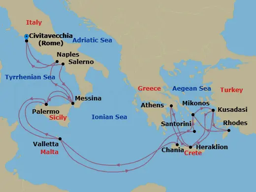 Itinerary schematic diagram