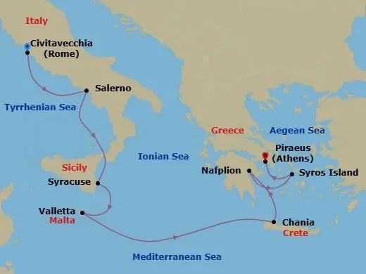 Itinerary schematic diagram