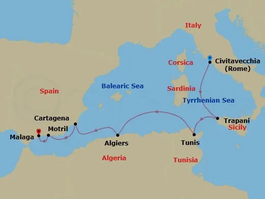 Itinerary schematic diagram