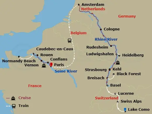 Itinerary schematic diagram